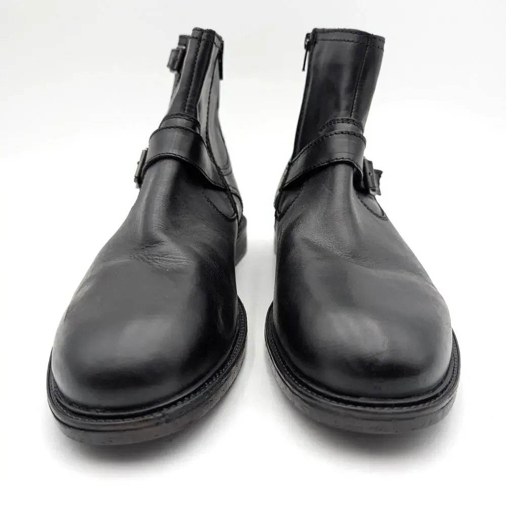 Steve Madden Lisbon Block Heel Ankle Boots Side Zip Men's Black Size US11 EU44
